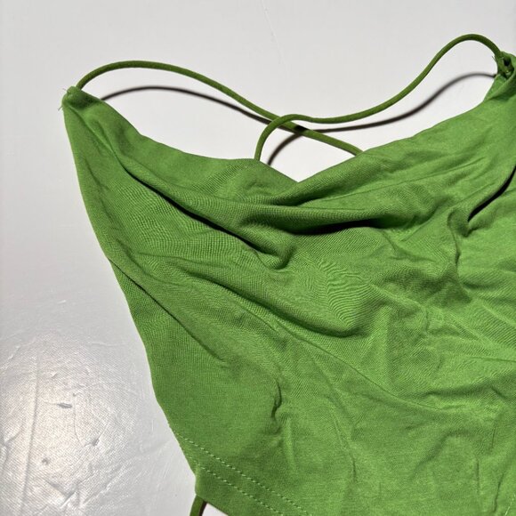 Women's Green Triangle Shaped Cowl Neck Green Crop Tank Top Size Small - Picture 2 of 6